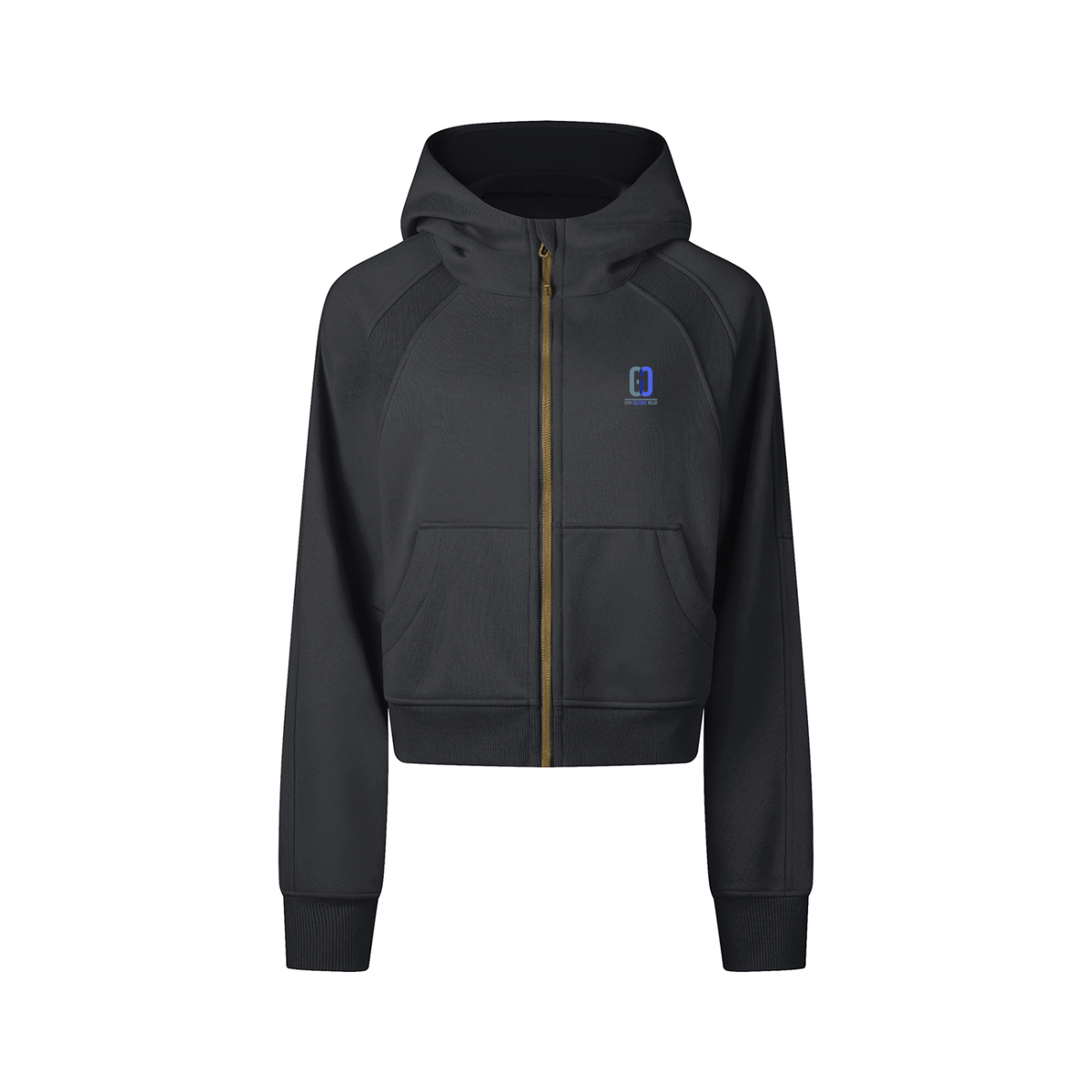 Full-zip cropped hoodie