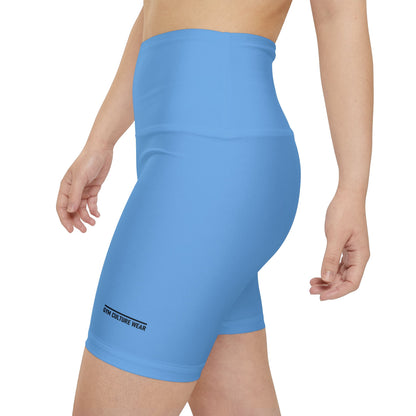 High waisted gym shorts - light blue