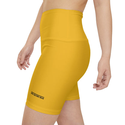 High waisted gym shorts - yellow