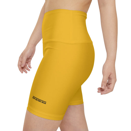 High waisted gym shorts - yellow