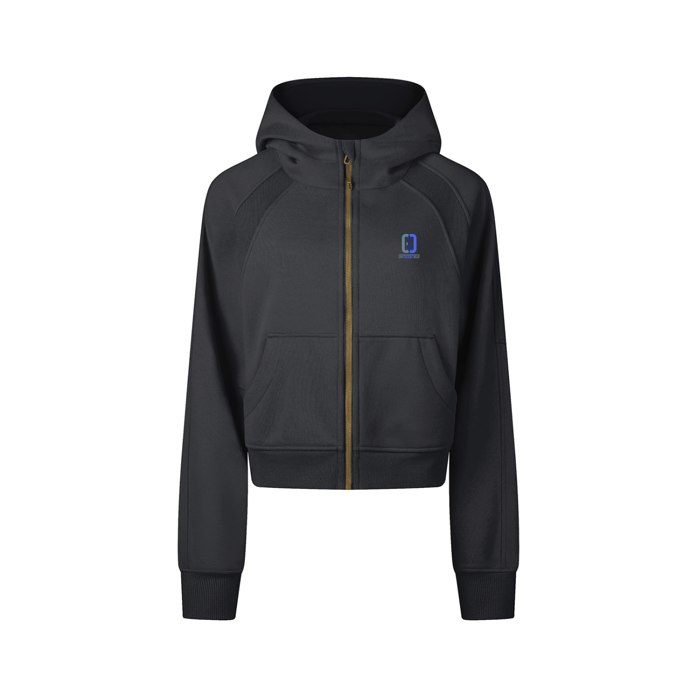 Full-zip cropped hoodie