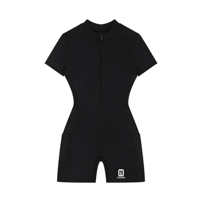 Women's Quarter-Zip Short Sleeve Romper
