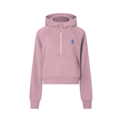 Cropped half-zip hoodie